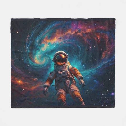 Astronaut in de ruimte fleece deken (Voorkant (Horizontaal))