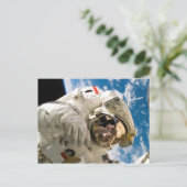 Astronaut in de ruimte foto Space Shuttle Discover Briefkaart (Staand voorkant)