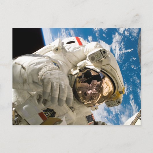 Astronaut in de ruimte foto Space Shuttle Discover Briefkaart (Voorkant)