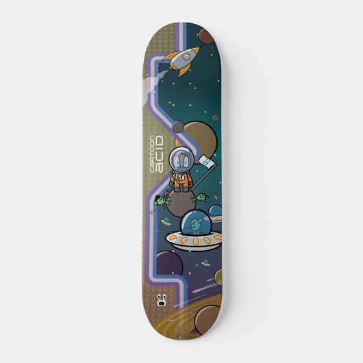 Astronaut in de ruimte gehinderd door Aliens Skate Skateboard (Voorkant)