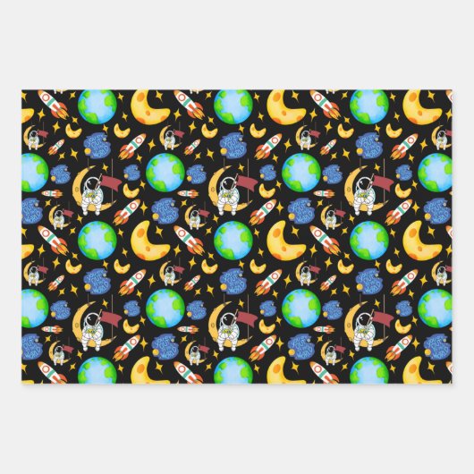 Astronaut in de ruimte inpakpapier vel (Voorkant 2)