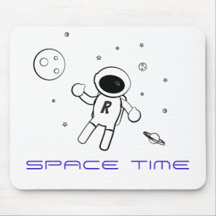 Astronaut in de ruimte - kettingkunst in zwart-wit muismat