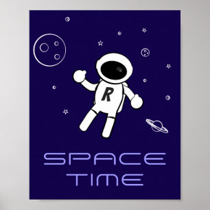 Astronaut in de ruimte - Kunst in Paars, zwart en Poster