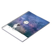 Astronaut in de ruimte met maanballon kosmos sterr notitieboek (Linkerzijde)