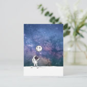 Astronaut in de ruimte met maanballonkosmossterren briefkaart (Staand voorkant)