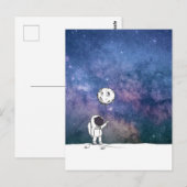 Astronaut in de ruimte met maanballonkosmossterren briefkaart (Voorkant / Achterkant)