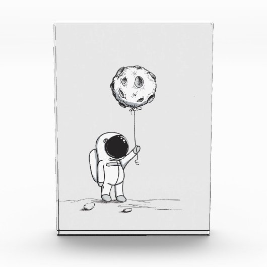 Astronaut in de ruimte met maanballonkosmossterren fotoblokken (Voorkant)