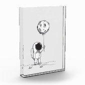 Astronaut in de ruimte met maanballonkosmossterren fotoblokken (Links)