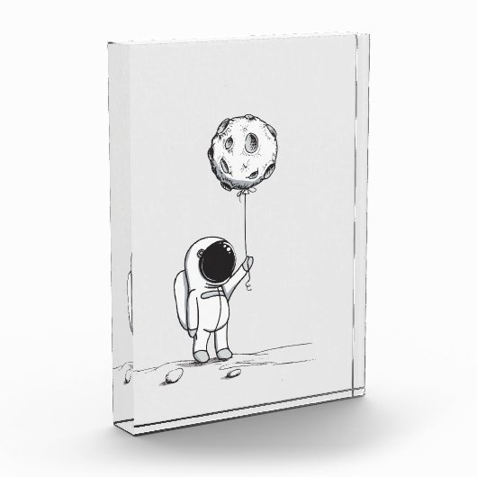 Astronaut in de ruimte met maanballonkosmossterren fotoblokken (Links)