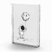 Astronaut in de ruimte met maanballonkosmossterren fotoblokken (Rechts)