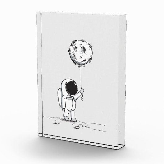 Astronaut in de ruimte met maanballonkosmossterren fotoblokken (Rechts)