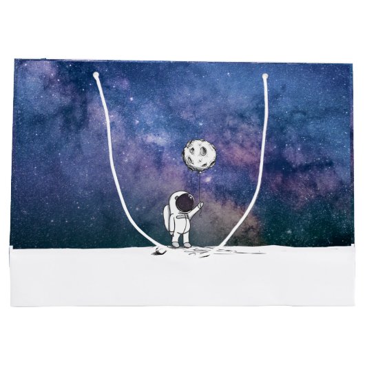 Astronaut in de ruimte met maanballonkosmossterren groot cadeauzakje (Achterkant)