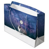 Astronaut in de ruimte met maanballonkosmossterren groot cadeauzakje (Achterkant Gekanteld)