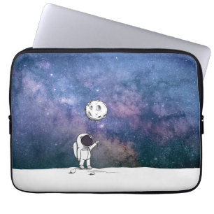 Astronaut in de ruimte met maanballonkosmossterren laptop sleeve