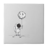 Astronaut in de ruimte met maanballonkosmossterren tegeltje (Voorkant)