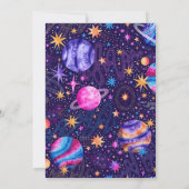 Astronaut in de ruimte met planeten en UFO-foto Bedankkaart (Achterkant)