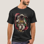Astronaut in de ruimte met planeten in Jupiterster T-shirt (Voorkant)