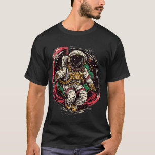 Astronaut in de ruimte met planeten in Jupiterster T-shirt