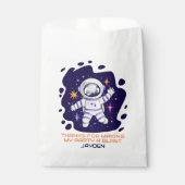 Astronaut in de ruimte met sterren eerste verjaard bedankzakje (Voorkant)