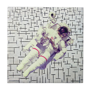 Astronaut in de ruimte - Retro Dreamscape Tegeltje