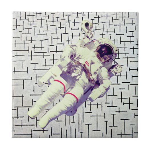 Astronaut in de ruimte - Retro Dreamscape Tegeltje (Voorkant)