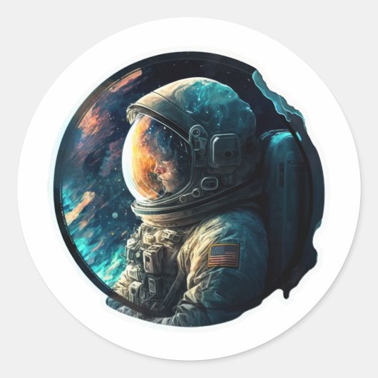 Astronaut in de ruimte ronde sticker (Voorkant)