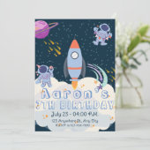 Astronaut in de ruimte Verjaardag Uitnodiging (Staand voorkant)
