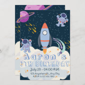 Astronaut in de ruimte Verjaardag Uitnodiging (Voorkant / Achterkant)