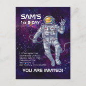 Astronaut in de ruimte | Waterverf Sterren & Galax Uitnodiging Briefkaart (Voorkant)