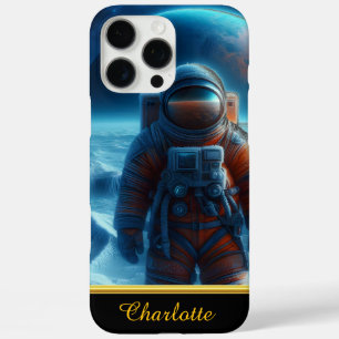 Astronaut in een fel Oranje ruimtepak iPhone 16 Pro Max Hoesje