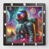 Astronaut in een kosmische droom vierkante klok (Voorkant)