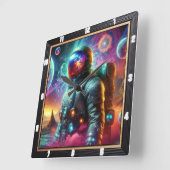 Astronaut in een kosmische droom vierkante klok (Hoek)