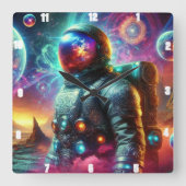 Astronaut in een kosmische droom vierkante klok (Voorkant)