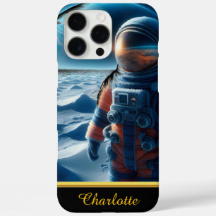 Astronaut in een levendig oranje pak iPhone 16 pro max hoesje