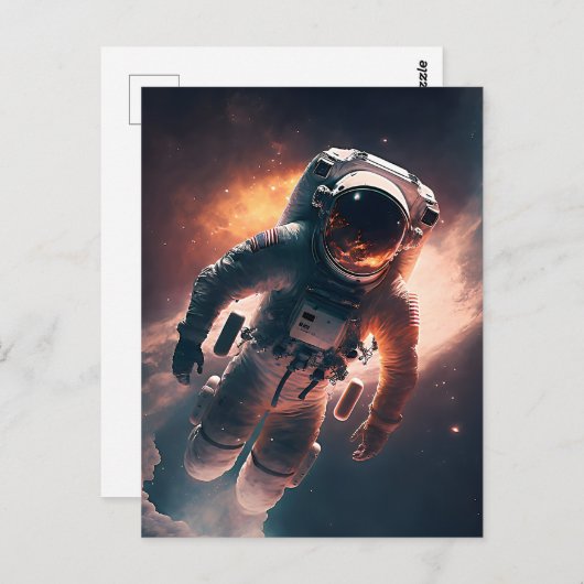 Astronaut in het Briefkaart Ruimtevaart (Voorkant / Achterkant)