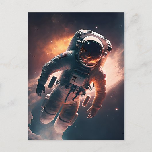 Astronaut in het Briefkaart Ruimtevaart (Voorkant)