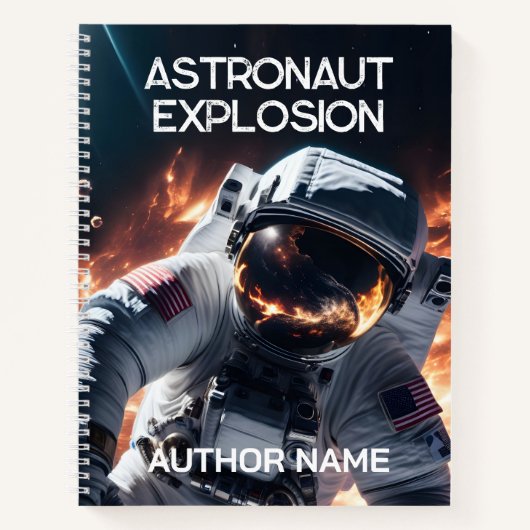 Astronaut in het ruimteboek Hoesje Notitieboek (Voorkant)