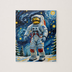 Astronaut in het winterbos legpuzzel