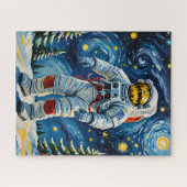 Astronaut in het winterbos legpuzzel (Horizontaal)