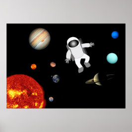 Astronaut in het zonnestelsel poster