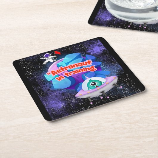 astronaut in opleiding kartonnen onderzetters (Schuin)