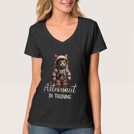 Astronaut in opleiding Retro Schattigee Cat  Space T-shirt (Voorkant)