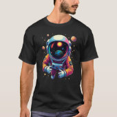 Astronaut in Outer Space Earth in Visor Graphic T-shirt (Voorkant)