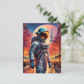 astronaut in Parijs Briefkaart (Staand voorkant)