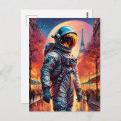astronaut in Parijs Briefkaart (Voorkant / Achterkant)