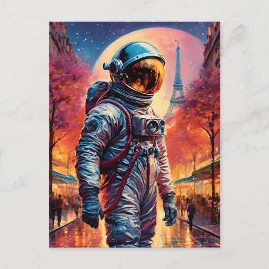 astronaut in Parijs Briefkaart (Voorkant)