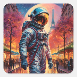 astronaut in Parijs Vierkante Sticker