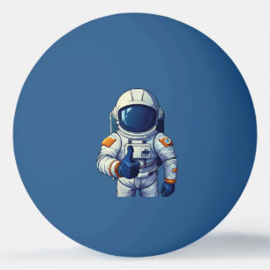astronaut in ruimtepak die duim omhoog steekt pingpongbal