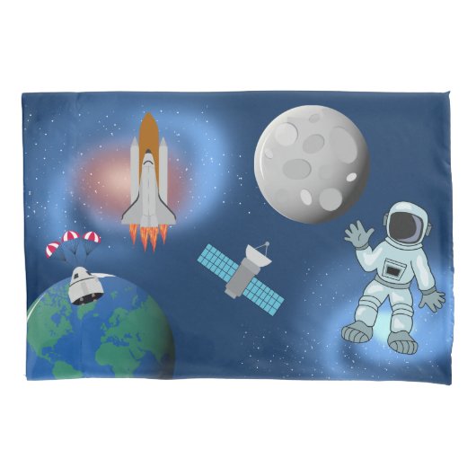 Astronaut in ruimteslijfthema kussensloop (Voorkant-Links)