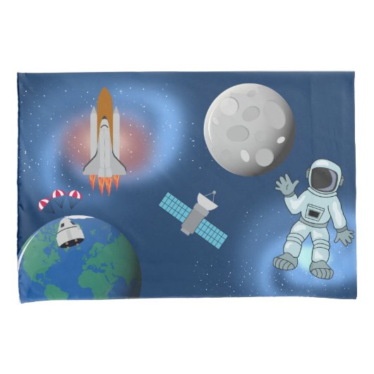 Astronaut in ruimteslijfthema kussensloop (Voorkant-Rechts)